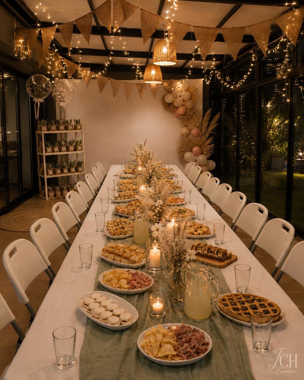 Mesa ambientada de noche